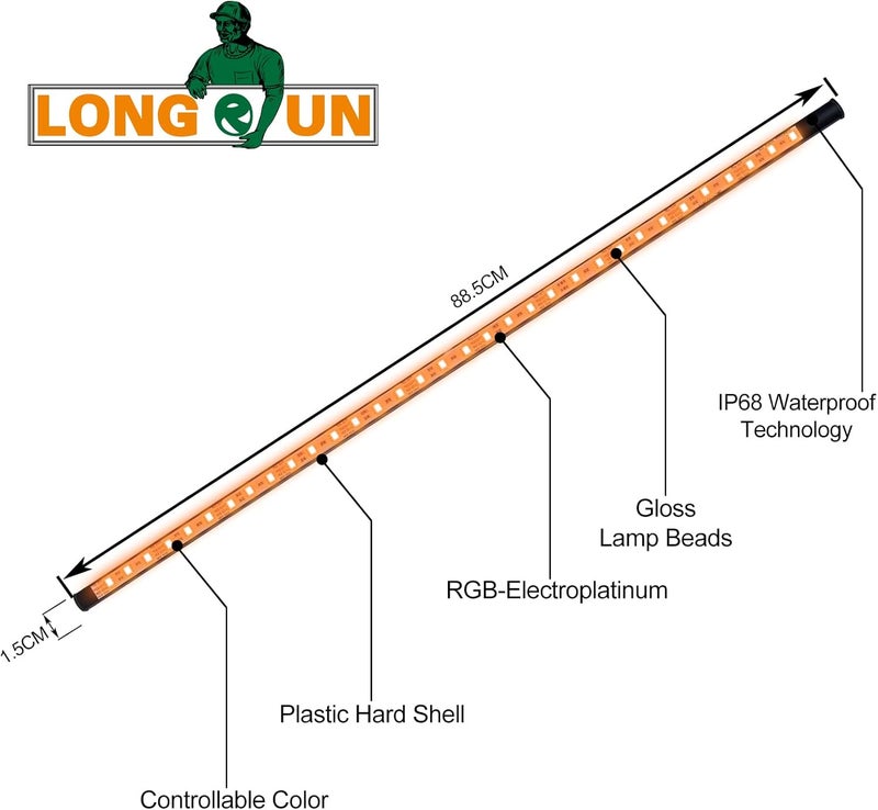 Longrun LED Strip Color Changing Garden Show Lights for Pond Spillway Waterfall, Waterproof Lighting Bar for Pool Fountain Landscape Lighting, Aquarium, Water Features and Home Decoration-34.85" - Image 5